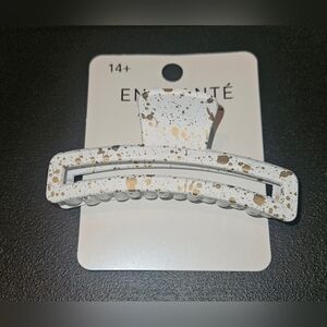 Enchante White & Gold Speckled Hair Claw Clip BNIB